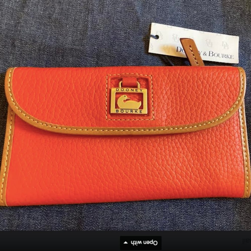 NWT Dooney & Bourke pebble leather orange wallet
